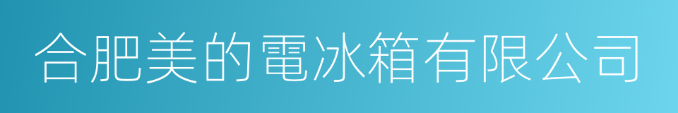 合肥美的電冰箱有限公司的同義詞
