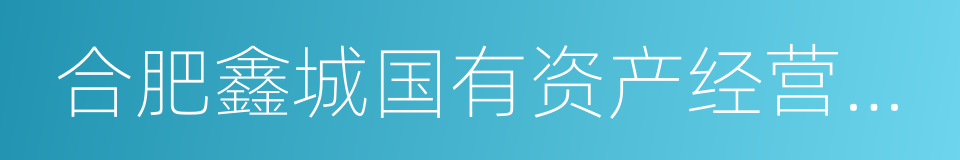 合肥鑫城国有资产经营有限公司的同义词