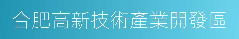 合肥高新技術產業開發區的同義詞