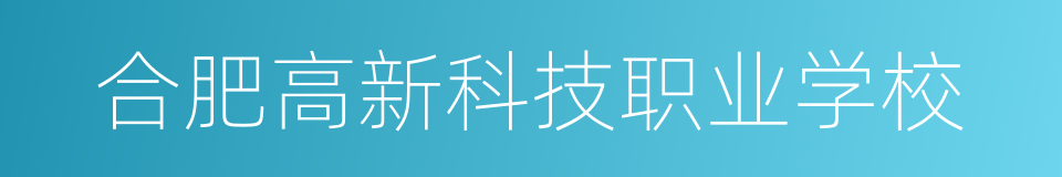 合肥高新科技职业学校的同义词