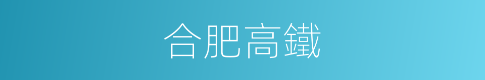 合肥高鐵的同義詞