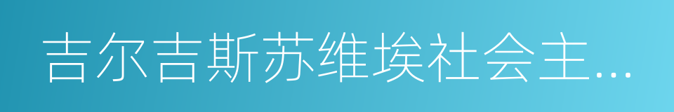 吉尔吉斯苏维埃社会主义共和国的同义词