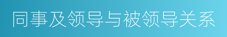 同事及领导与被领导关系的同义词