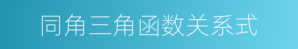 同角三角函数关系式的同义词