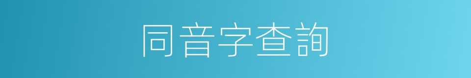 同音字查詢的同義詞