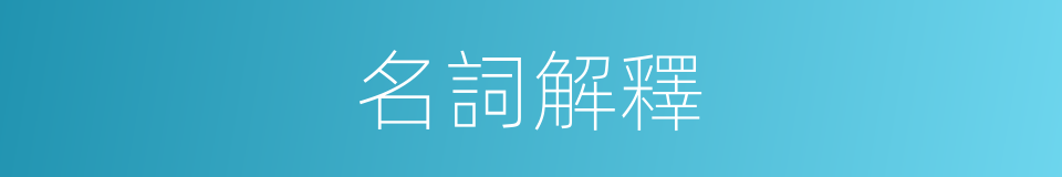 名詞解釋的同義詞