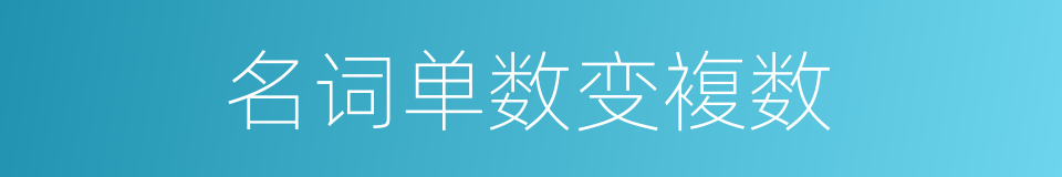 名词单数变複数的同义词