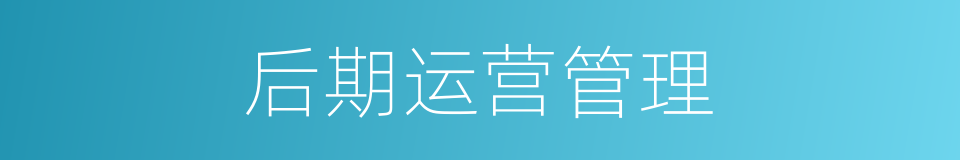 后期运营管理的同义词