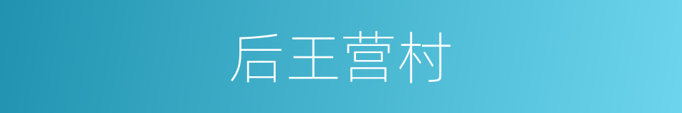 后王营村的同义词
