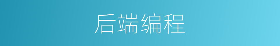后端编程的同义词