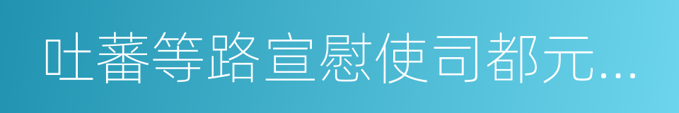 吐蕃等路宣慰使司都元帥府的同義詞