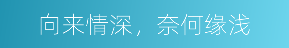 向来情深，奈何缘浅的同义词