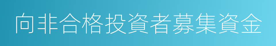 向非合格投資者募集資金的同義詞