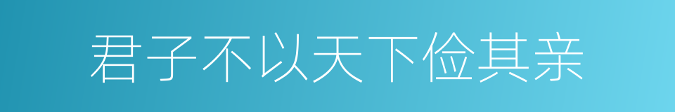 君子不以天下俭其亲的同义词