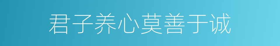 君子养心莫善于诚的意思
