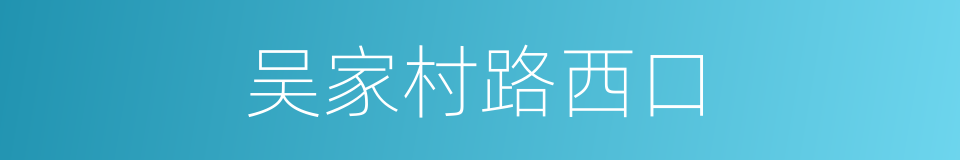 吴家村路西口的同义词