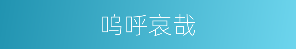 呜呼哀哉的意思