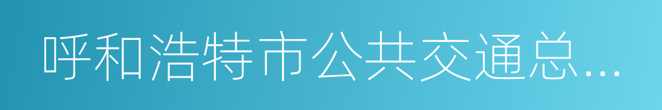 呼和浩特市公共交通总公司的同义词