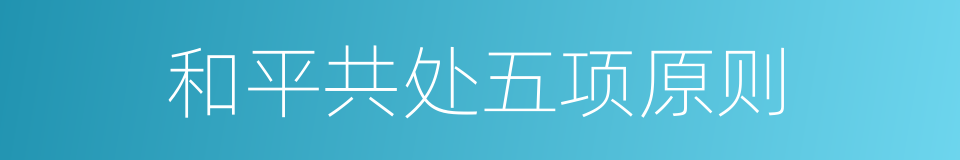 和平共处五项原则的意思