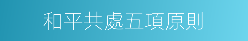 和平共處五項原則的意思