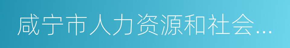 咸宁市人力资源和社会保障局的同义词