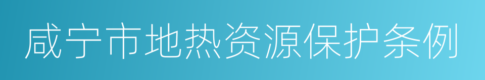 咸宁市地热资源保护条例的同义词