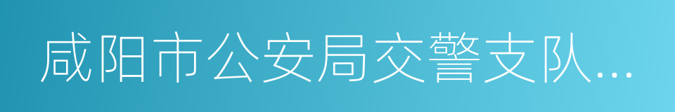 咸阳市公安局交警支队秦都大队的同义词