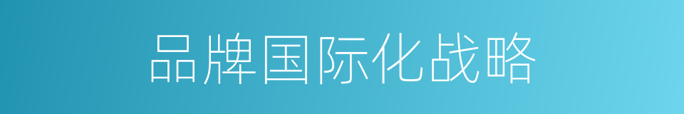品牌国际化战略的同义词