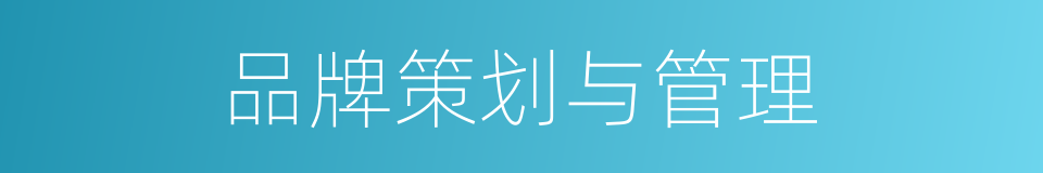 品牌策划与管理的同义词