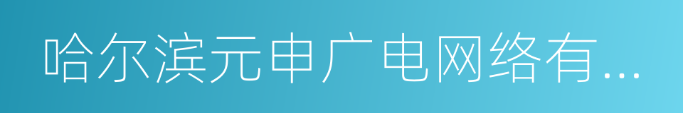 哈尔滨元申广电网络有限公司的同义词