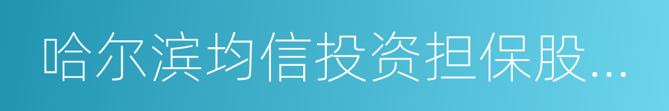 哈尔滨均信投资担保股份有限公司的同义词