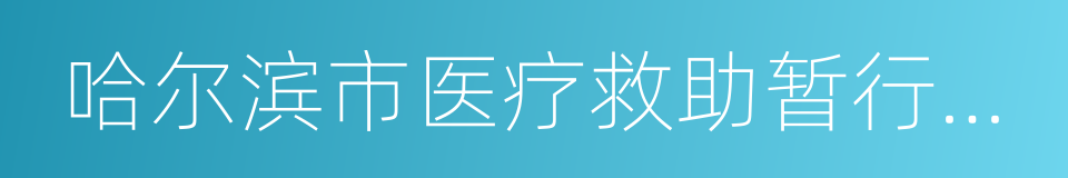 哈尔滨市医疗救助暂行办法的同义词