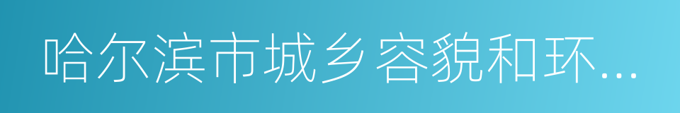 哈尔滨市城乡容貌和环境卫生条例的同义词