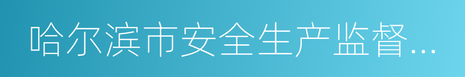 哈尔滨市安全生产监督管理局的同义词