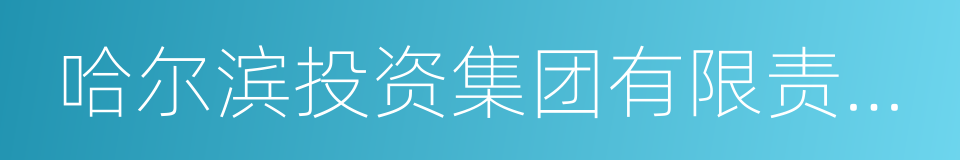 哈尔滨投资集团有限责任公司的同义词