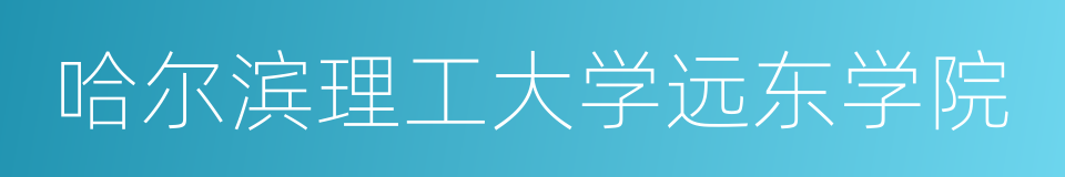 哈尔滨理工大学远东学院的同义词