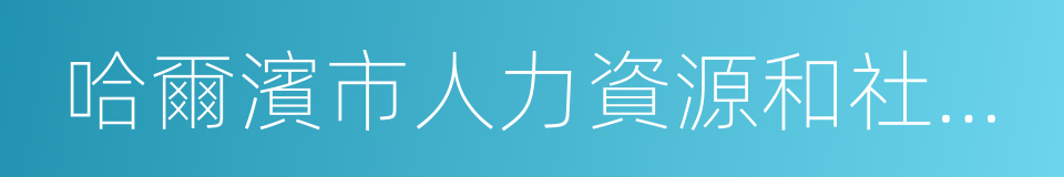 哈爾濱市人力資源和社會保障局的同義詞