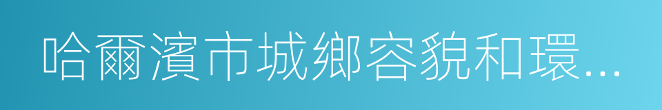 哈爾濱市城鄉容貌和環境衛生條例的同義詞