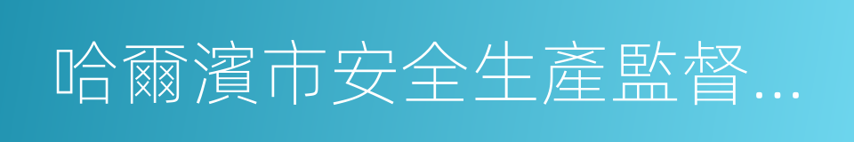 哈爾濱市安全生產監督管理局的同義詞