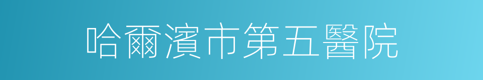 哈爾濱市第五醫院的同義詞