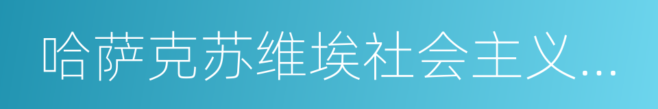 哈萨克苏维埃社会主义共和国的同义词