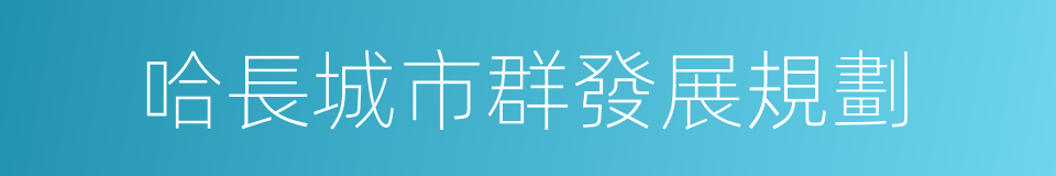 哈長城市群發展規劃的同義詞