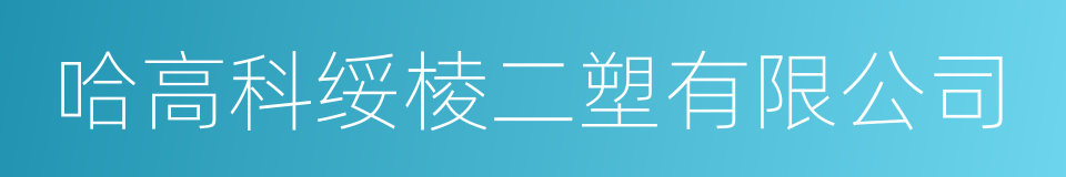 哈高科绥棱二塑有限公司的同义词