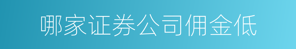 哪家证券公司佣金低的同义词