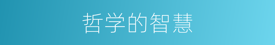 哲学的智慧的同义词