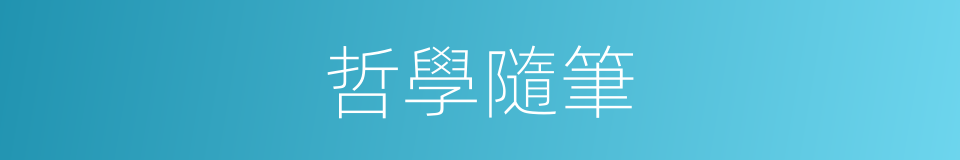 哲學隨筆的同義詞