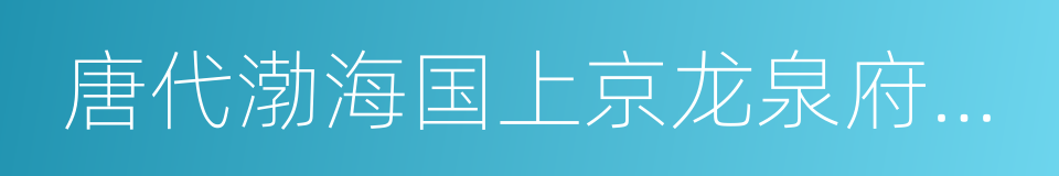 唐代渤海国上京龙泉府遗址的同义词