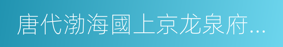 唐代渤海國上京龙泉府遺址的同義詞