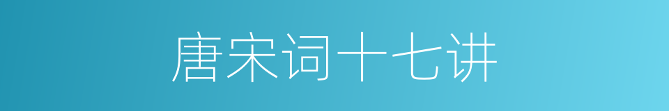 唐宋词十七讲的同义词