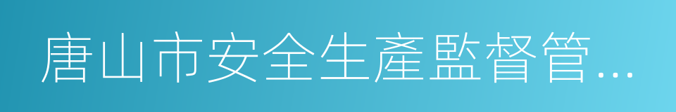 唐山市安全生產監督管理局的同義詞